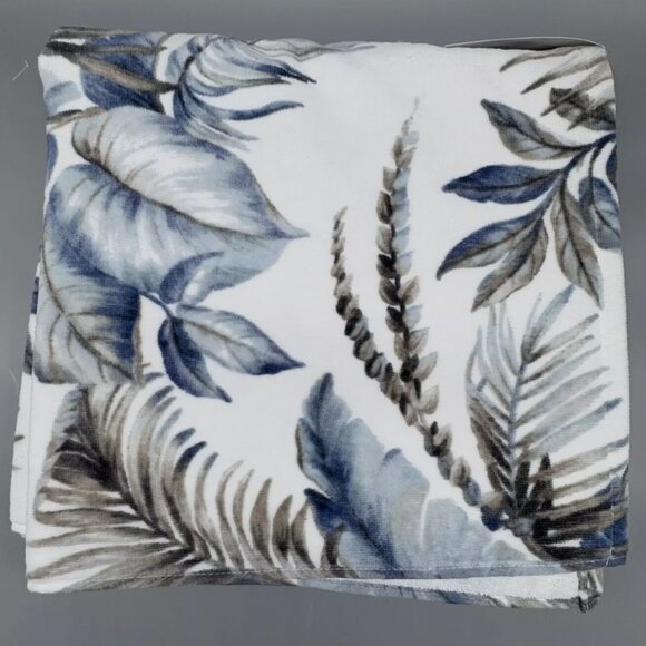 4pc TOMMY BAHAMA Blue Gray Palm Fronds 2 Bath and 2 Hand Towel Set Tropical NEW - Picture 8 of 10